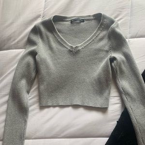 Brandy Melville Grey v neck sweater
